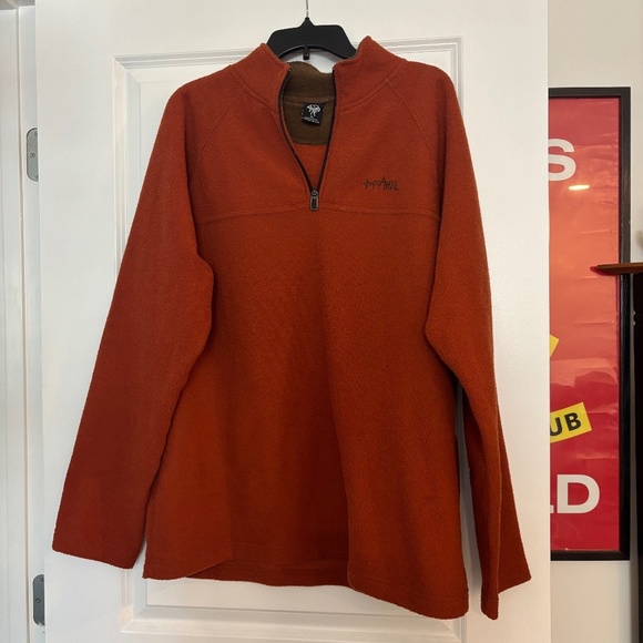 Prana Sweater Mens XL Orange Outdoor Hiking 1/4 Zip Pullover Jacket Y2k Style